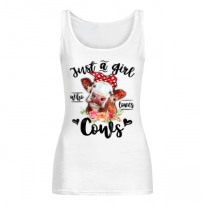 Cute Heifer Cow Gift for Girl Kid Just A Girl Who Loves Cows Women's Tank Top
