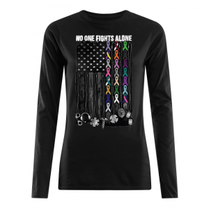 No one fights alone Breast Cancer Awareness Women's Long Sleeved