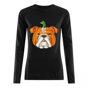 Pumpkin English Bulldog Women's Long Sleeved