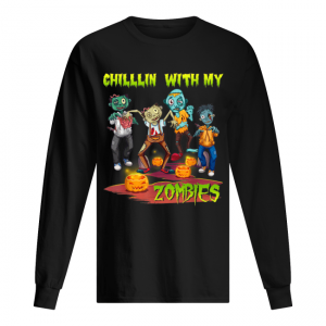 Pumpkin Premium Chillin With My Zombies Halloween Boys Kids Funny Men's Long Sleeved