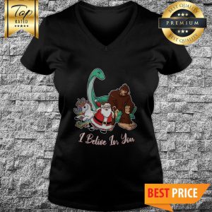 I Believe In You Santa Unicorn Bigfoot V-Neck