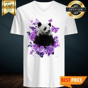 Pretty Panda Purple Flowers Classic V-Neck