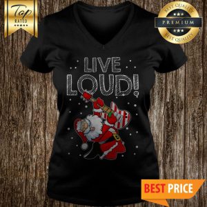 Christmas Live Loud Santa Claus Play Guitar V-Neck