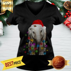 Merry Christmas Elephant String Light V-Neck