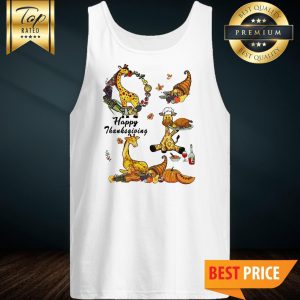 Happy Thanksgiving Giraffe Pumpkin Turkey Wine Tank Top