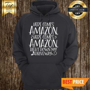 Here Comes Amazon Funny Raglan Christmas Hoodie