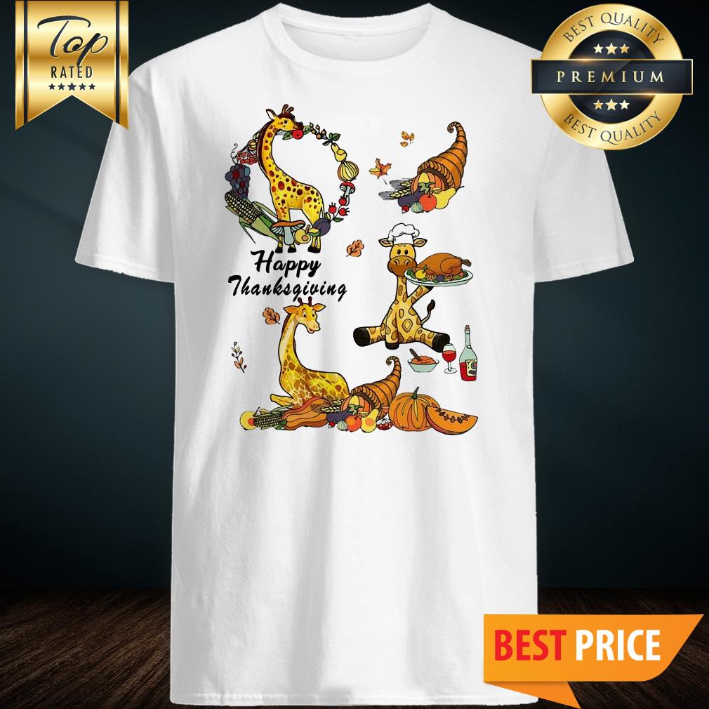 Happy Thanksgiving Giraffe Pumpkin Turkey Wine Shirt