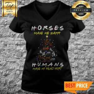 Friends Horses Make Me Happy Humans Make My Head Hurt Christmas V-Neck