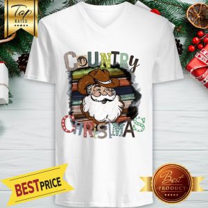 Country Christmas Santa V-neck