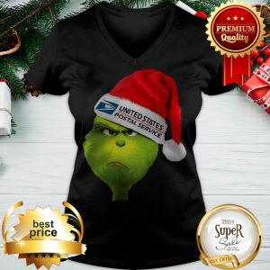 Nice Santa Grinch United States Postal Service V-neck