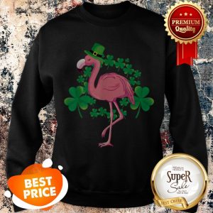Flamingo St Patricks Day With Leprechaun Hat And Shamrocks Sweatshirt