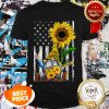 Nice Sunflower Gnome Playing Guitar American Flag Shirt