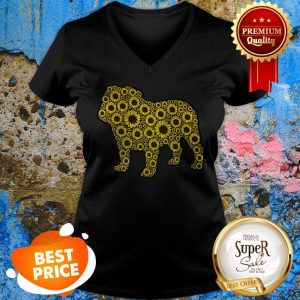 Official Sunflower And Bulldog Lover V-neck