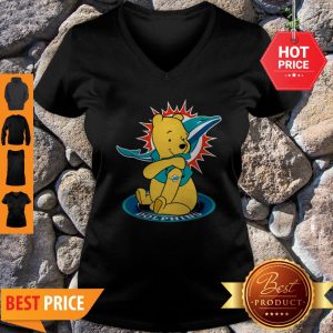 Official Pooh Tattoos Miami Dolphins Logo V-Neck