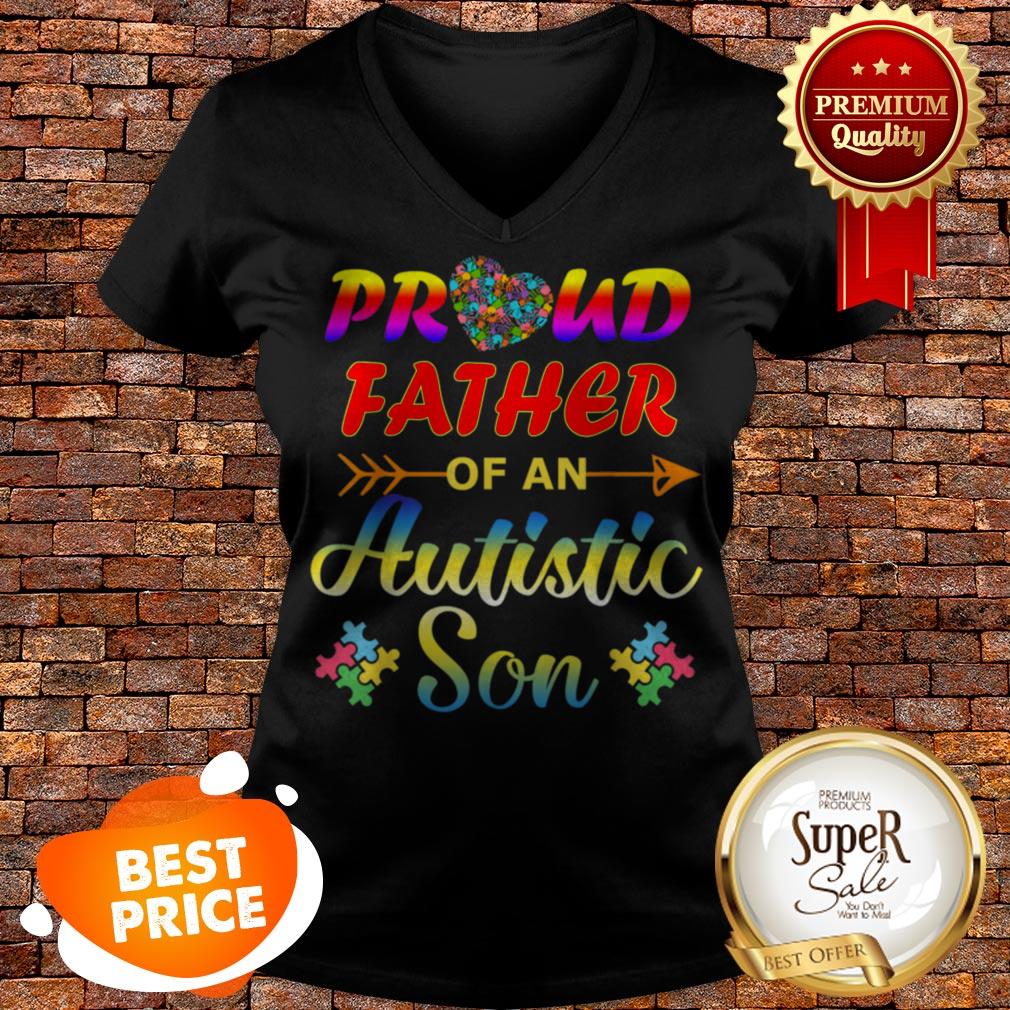 Autism Awareness Tee Proud Father Autistic Son Funny Gifts V-neck Autism Awareness Tee Proud Father Autistic Son Funny Gifts V-neck
