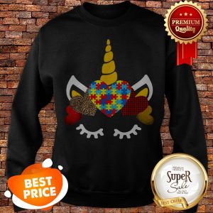Autism Awareness Unicorn Kids Red Plaid Leopard Print Hearts Sweatshirt