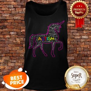 Autism Awareness Unicorn Word Cloud Tank Top
