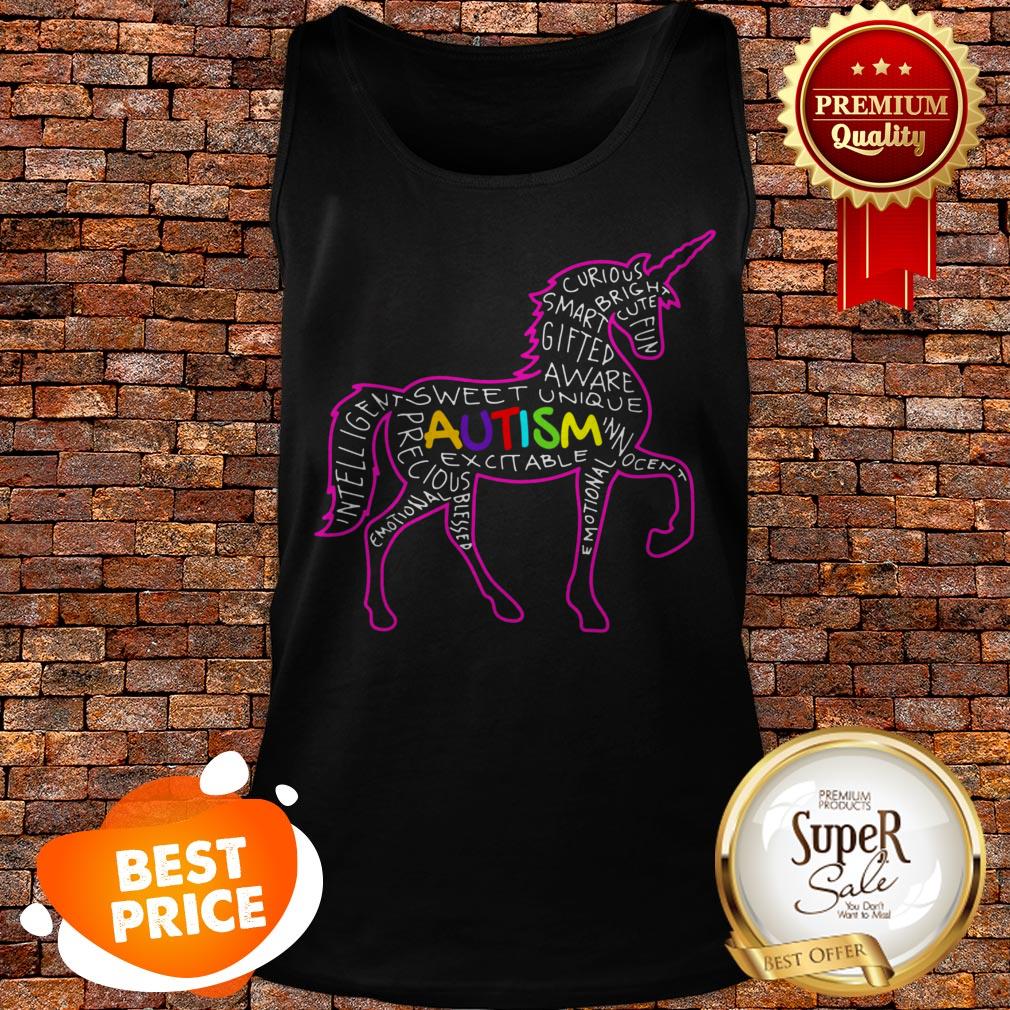 Autism Awareness Unicorn Word Cloud Tank Top Autism Awareness Unicorn Word Cloud Tank Top