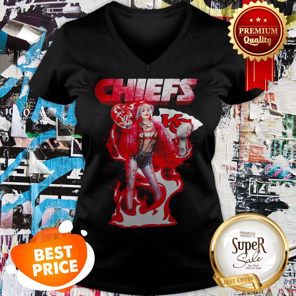 Birds of Prey Harley Quinn Kansas City Chiefs Champions Super Bowl LIV V-neck Birds of Prey Harley Quinn Kansas City Chiefs Champions Super Bowl LIV V-neck