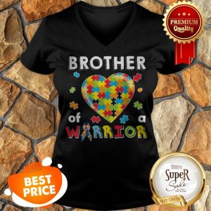 Brother Autism Of The Warrior Heart Puzzle Autism Awareness V-neck