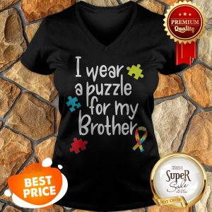 Brother Autism Shirt I Wear Puzzle For My Brother Gift V-neck