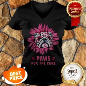 Bulldog Paws For The Cure Breast Cancer Awareness V-neck