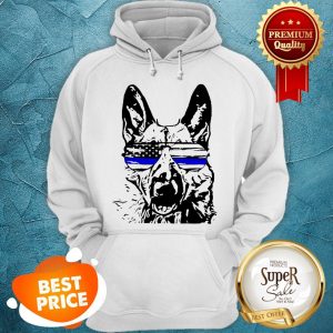German Shepherd Wear Glasses Police American Flag Hoodie