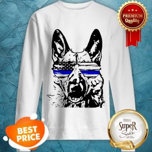 German Shepherd Wear Glasses Police American Flag Sweatshirt
