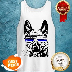 German Shepherd Wear Glasses Police American Flag Tank Top