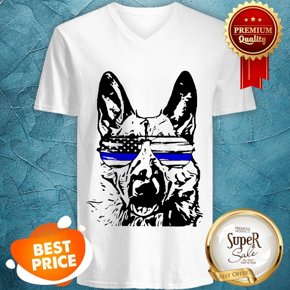 German Shepherd Wear Glasses Police American Flag V-neck German Shepherd Wear Glasses Police American Flag V-neck