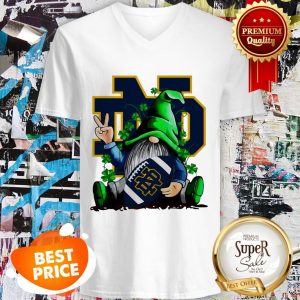 Gnomes Hug Notre Dame Fighting Irish Logo St. Patrick’s Day V-neck