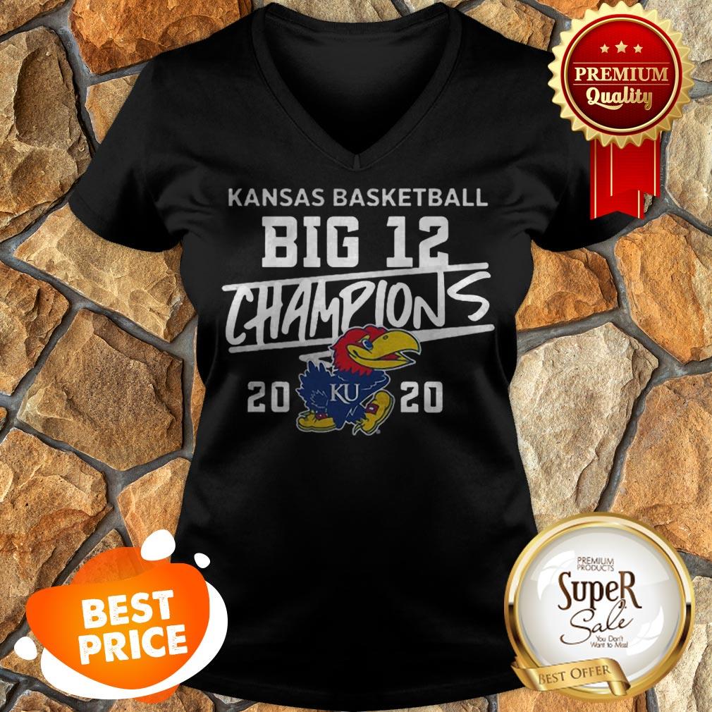 Kansas Jayhawks 2020 Big 12 Basketball Champions V-neck Kansas Jayhawks 2020 Big 12 Basketball Champions V-neck