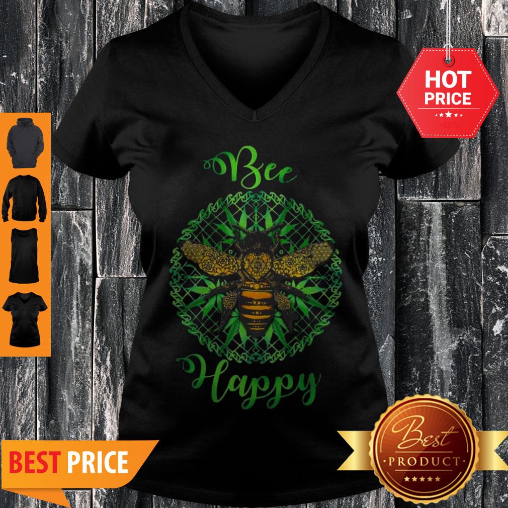 Nice Cannabis Weed Bee Happy V-neck Nice Cannabis Weed Bee Happy V-neck