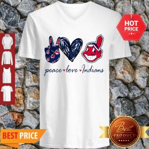 Nice Peace love Cleveland Indians Logo V-neck