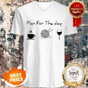 Nice PlanFor The Day Coffee Knitting Wine V-neck