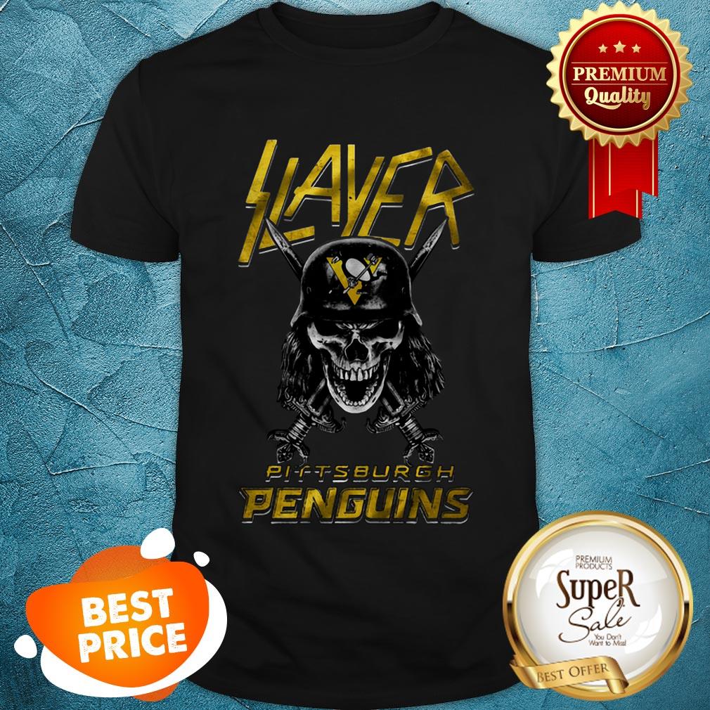 Nice Skull Slayer Pittsburgh Penguins Logo Shirt