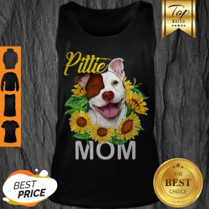 Official Womens Pitbull Pittie Mom Sunflower Mothers Day Gift Tank Top