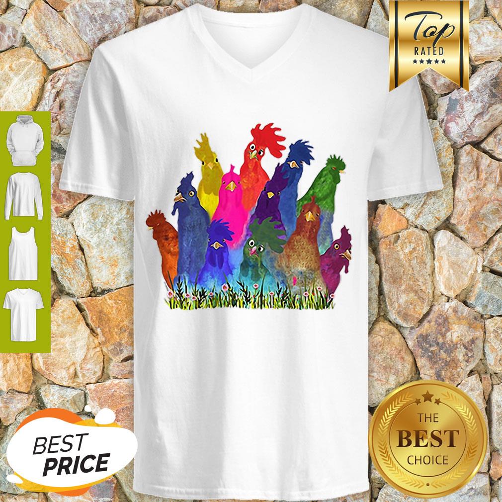 Premium Chickens Watercolor V-neck Premium Chickens Watercolor V-neck