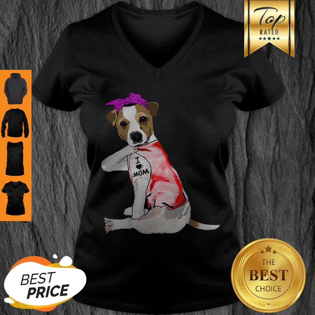 Pretty Women Gifts Jack Russell Terrier Dog Tattoo I Love Mom V-neck Pretty Women Gifts Jack Russell Terrier Dog Tattoo I Love Mom V-neck