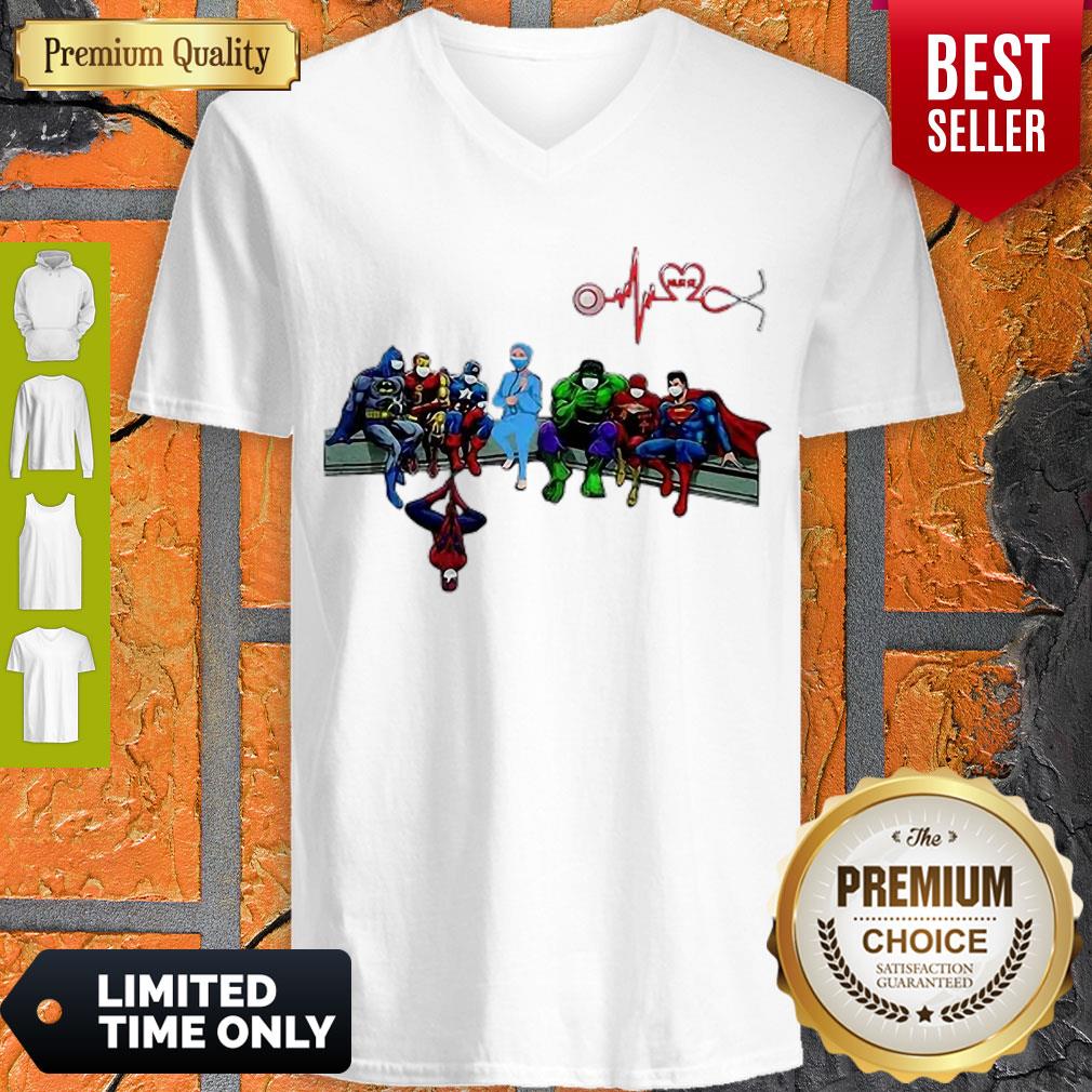 Awesome Nurse And Superheroes Heartbeat Stethoscope V-neck Awesome Nurse And Superheroes Heartbeat Stethoscope V-neck