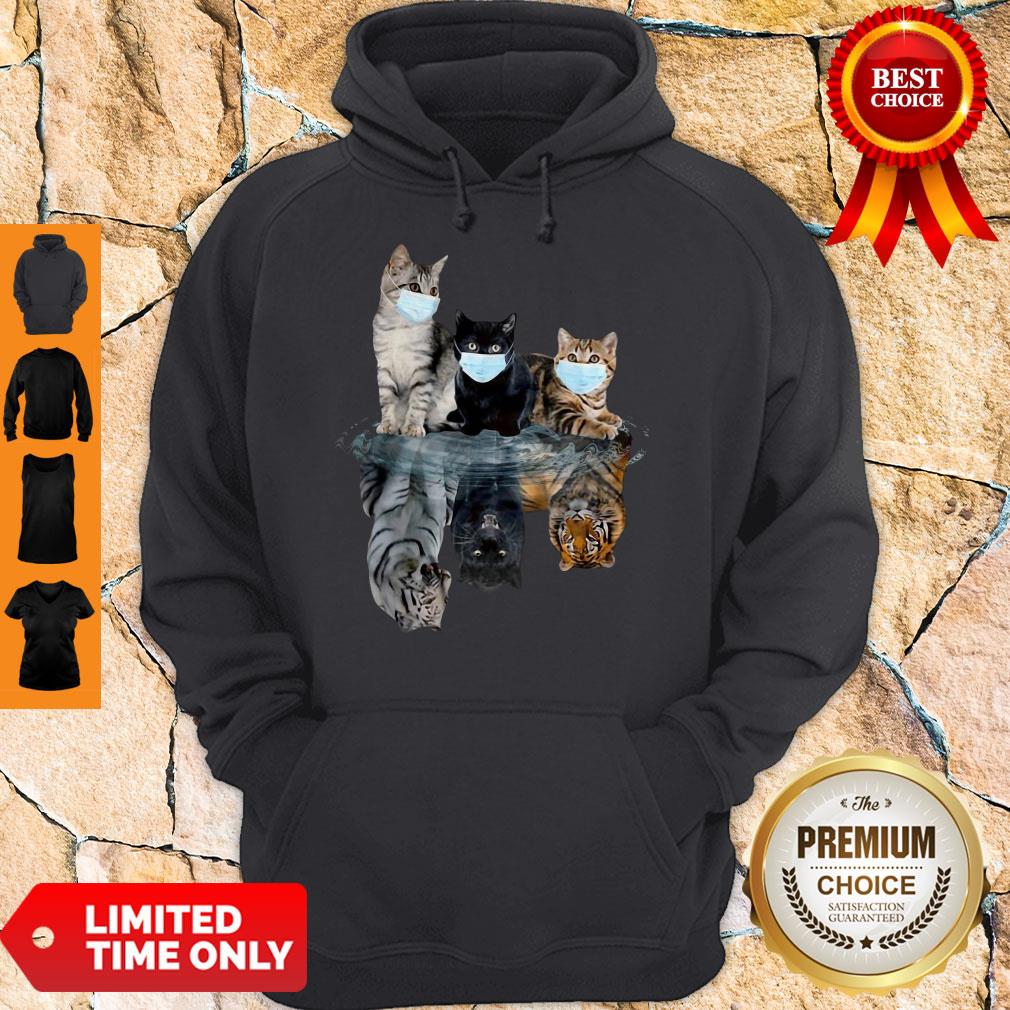 Premium Cats Face Mask Water Reflection Tigers Hoodie Premium Cats Face Mask Water Reflection Tigers Hoodie