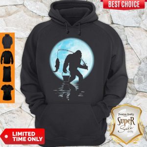 Premium Bigfoot Go Fishing On The Moon Hoodie