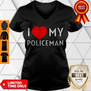 I Love My Policeman Red Heart Police Officer Girlfriend Wife Pullover V-neck