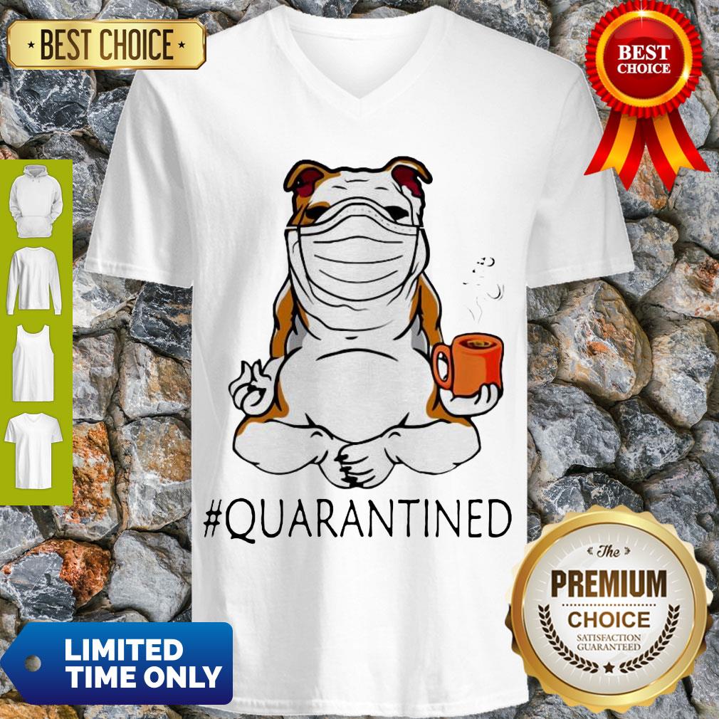 Nice Bulldog Face Mask #Quarantined V-neck Nice Bulldog Face Mask #Quarantined V-neck