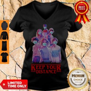 Strangerthings Eleven Mike Will Max Dustin Lucas Season Keep Your Distance Covid-19 V-neck