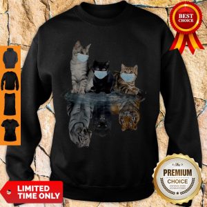 Premium Cats Face Mask Water Reflection Tigers Sweatshirt