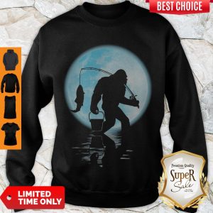 Premium Bigfoot Go Fishing On The Moon Sweatshirt