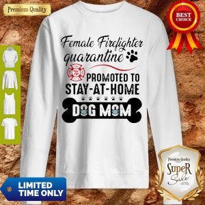 Female Firefighter Quarantine Promoted To Stay At Home Dog Mom Sweatshirt
