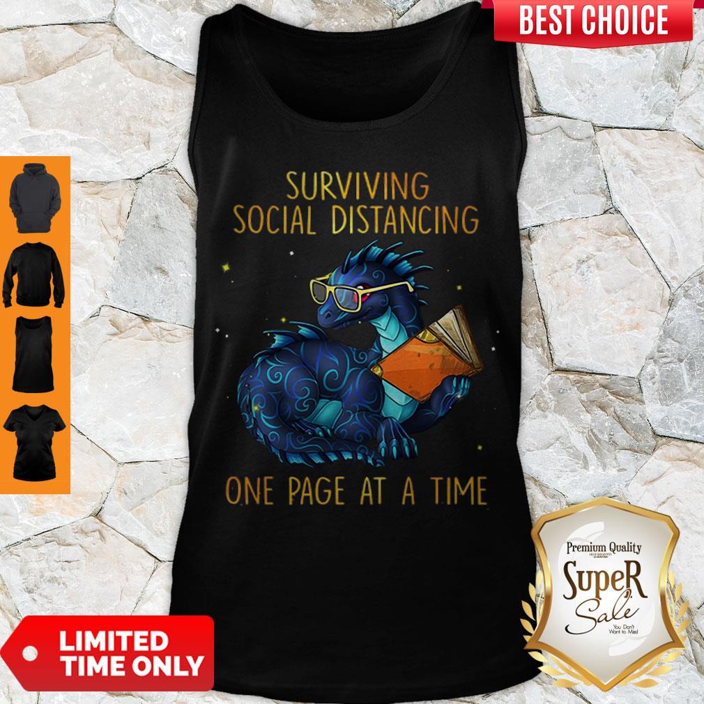 Nice Dragon Book Surviving Social Distancing One Page At A Time Tank Top Nice Dragon Book Surviving Social Distancing One Page At A Time Tank Top