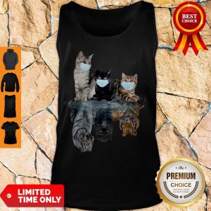 Premium Cats Face Mask Water Reflection Tigers Tank Top
